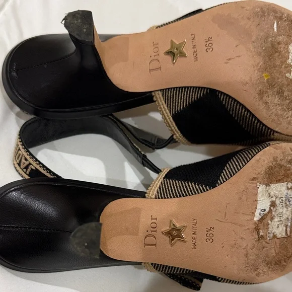 Dior Black and Tan Check Heels - Picture 7 of 11